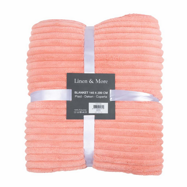 Linen & More Plaid Strepen Roze 140x200cm