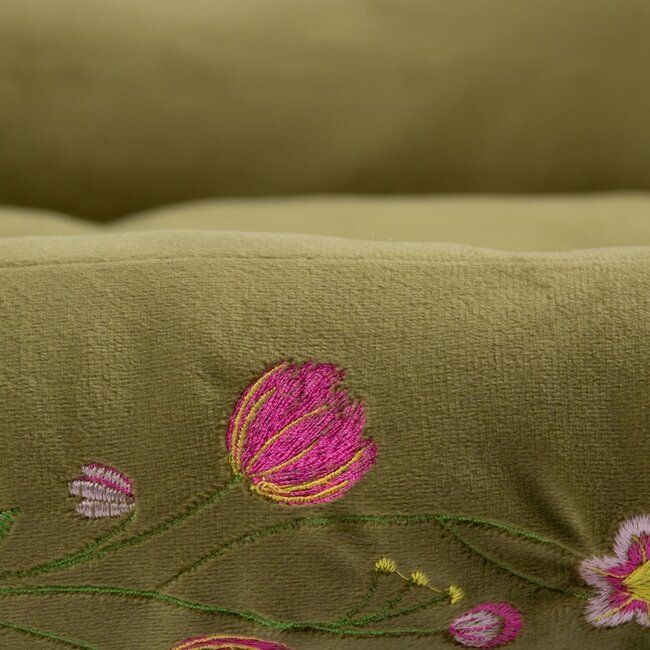 Mars & More Dierenmand S borduurwerk olijf groen 55x42x15cm