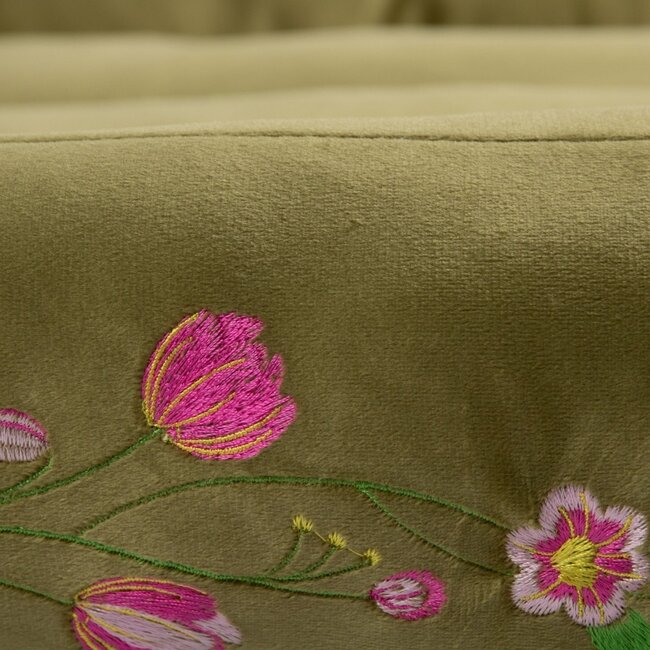 Mars & More Dierenmand XL borduurwerk olijf groen 100x70x22cm