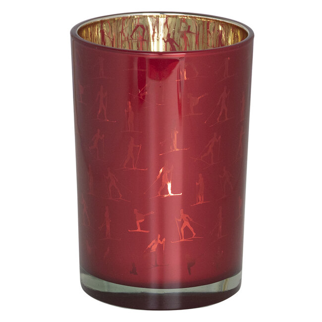 Mars & More Theelichthouder ski rood goud large 18cm*