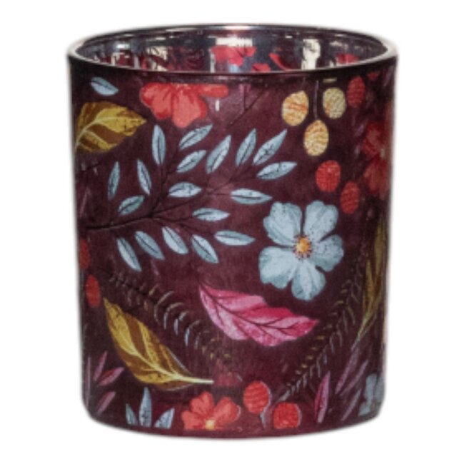 Mars & More Theelichthouder Sandy bloemen roze klein 8cm