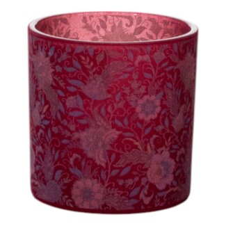 Mars & More Theelichthouder fluwelen bloemen bordeaux medium 10cm