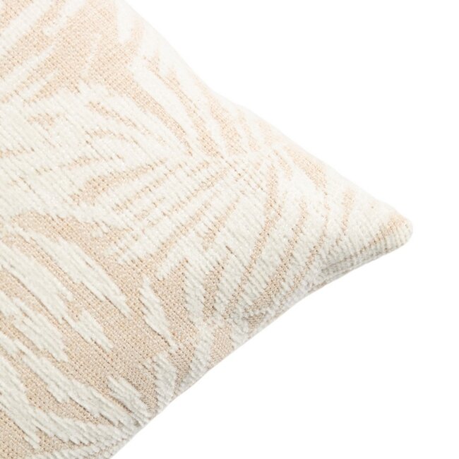 Linen & More Kussen Jacquard bladeren off wit 45x45cm