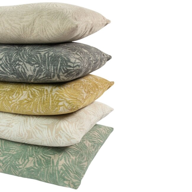 Linen & More Kussen Jacquard bladeren off wit 45x45cm