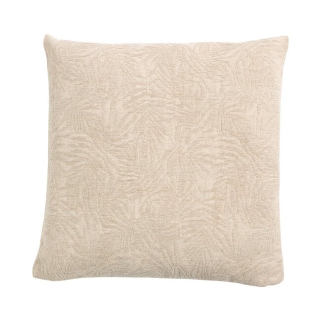 Linen & More Kussen Jacquard bladeren beige 45x45cm