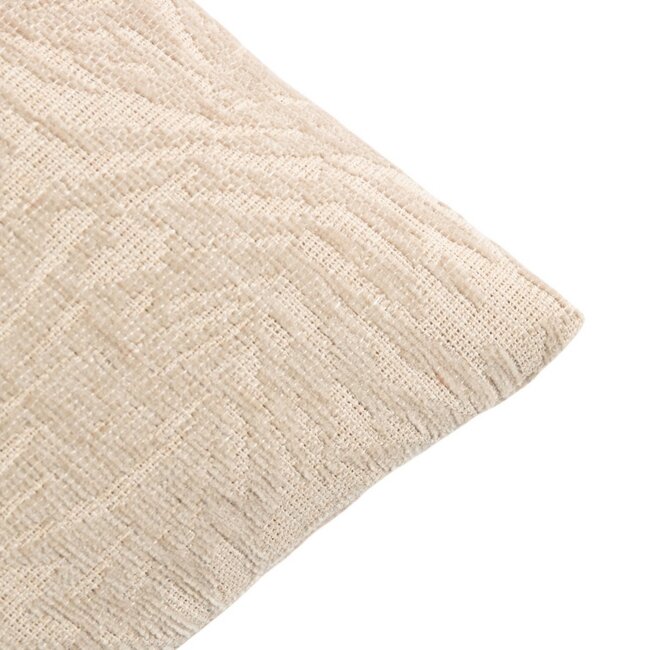 Linen & More Kussen Jacquard bladeren beige 45x45cm
