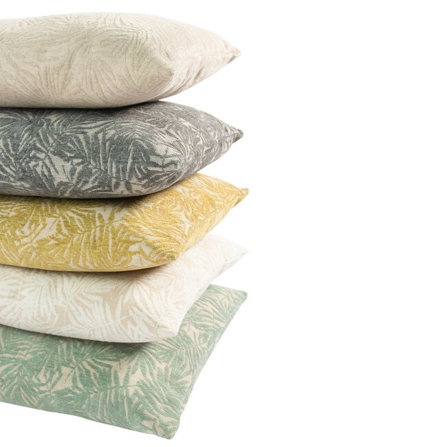 Linen & More Kussen Jacquard bladeren beige 45x45cm