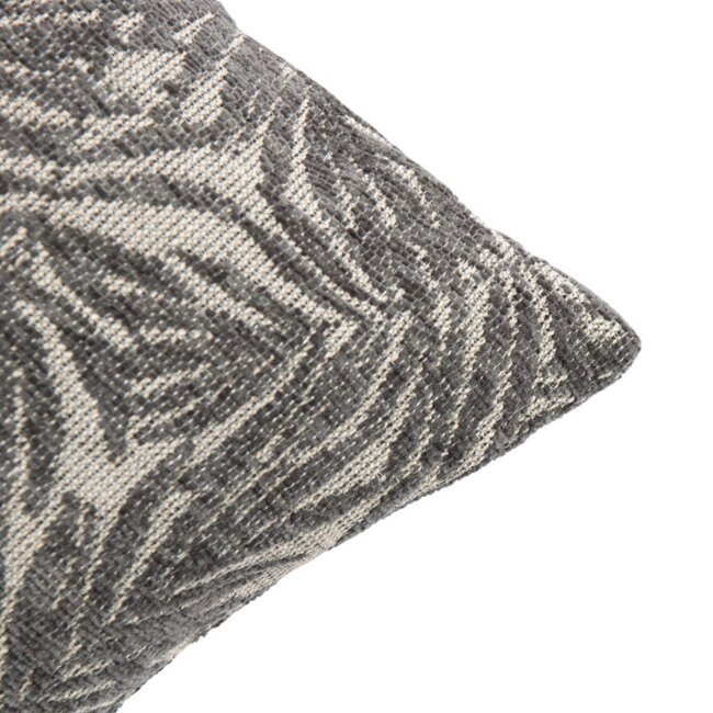 Linen & More Kussen Jacquard bladeren grijs 45x45cm