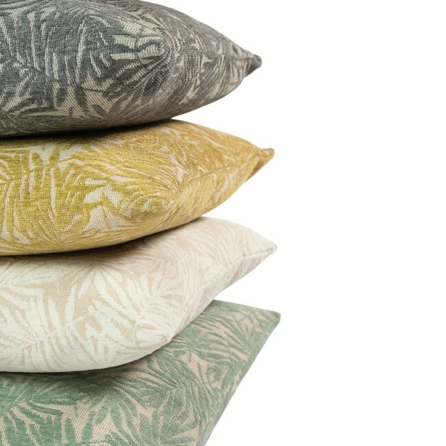 Linen & More Kussen Jacquard bladeren groen 45x45cm