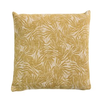 Linen & More Kussen Jacquard bladeren geel 45x45cm
