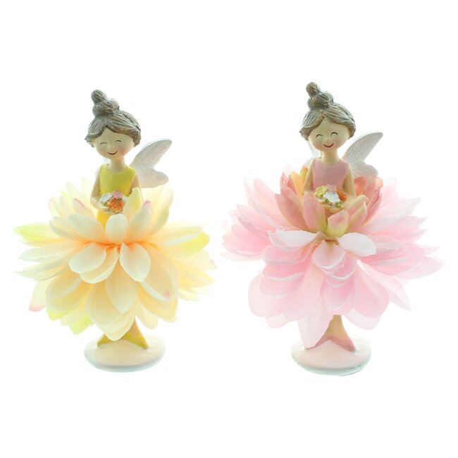 Dream-Living Decoratie figuren bloemenfee set van 2