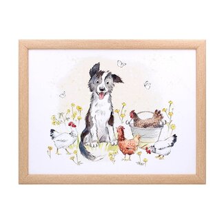 Lesser & Pavey Schootkussen laptray  Bordercollie  en hanen 44x33x6cm