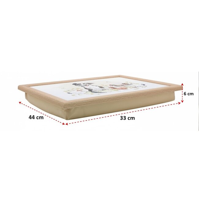 Lesser & Pavey Schootkussen laptray  Bordercollie  en hanen 44x33x6cm