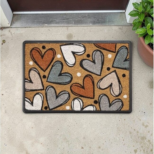 Dream-Living Kokos Deurmat hartjes all over  40x60 cm