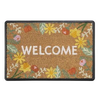 Dream-Living kokos deurmat welcome bloemen 60 x 40 cm