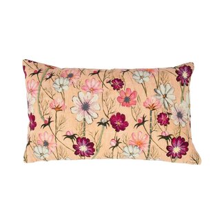 Mars & More kussen geborduurd wilde bloemen margriet roze 30x50cm