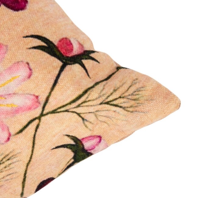 Mars & More kussen geborduurd wilde bloemen rozenbottel beige 45x45cm