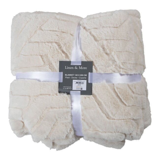 Linen & More Plaid Abstracte Lijnen Off White 140x200cm