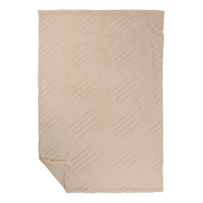 Linen & More Plaid Abstracte Lijnen Beige 140x200cm