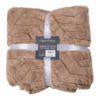 Linen & More Plaid Abstracte Lijnen Taupe 140x200cm