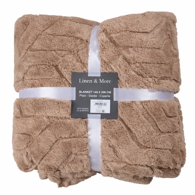 Linen & More Plaid Abstracte Lijnen Taupe 140x200cm