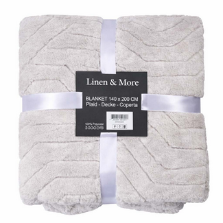 Linen & More Plaid Abstracte Lijnen Grijs 140x200cm