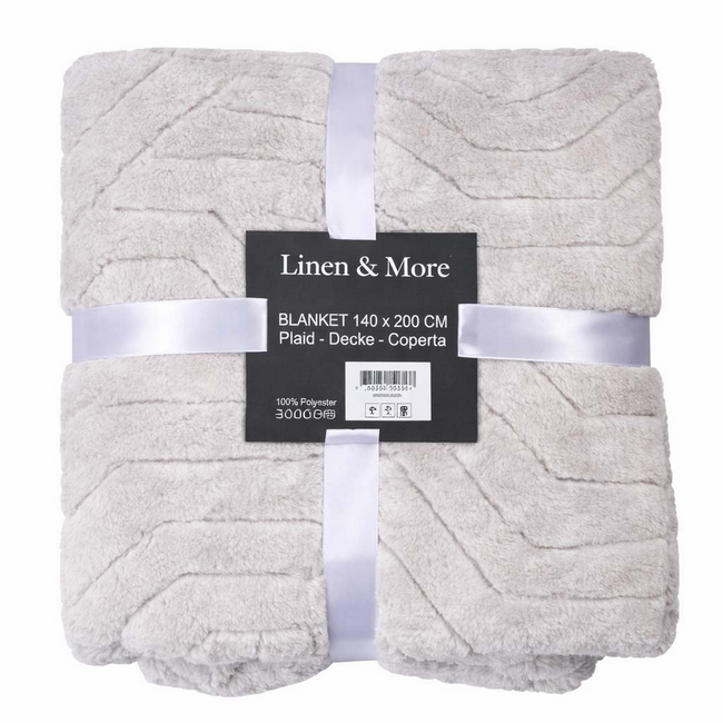 Linen & More Plaid Abstracte Lijnen Grijs 140x200cm