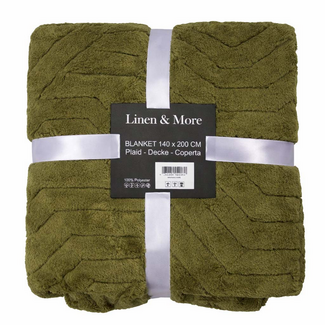 Linen & More Plaid Abstracte Lijnen Groen 140x200cm