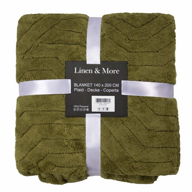 Linen & More Plaid Abstracte Lijnen Groen 140x200cm