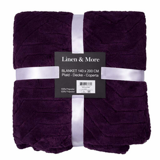 Linen & More Plaid Abstracte Lijnen Paars 140x200cm