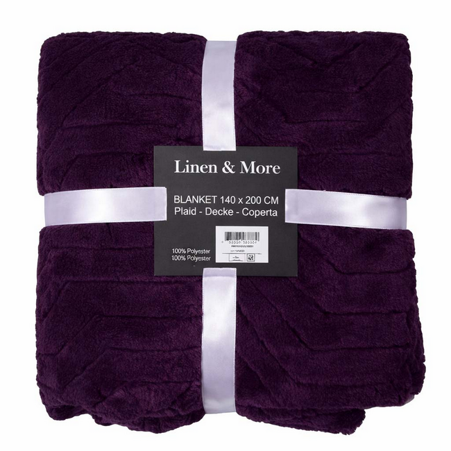 Linen & More Plaid Abstracte Lijnen Paars 140x200cm