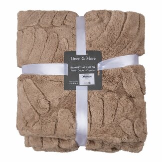 Linen & More Plaid Bladeren Taupe 140x200cm