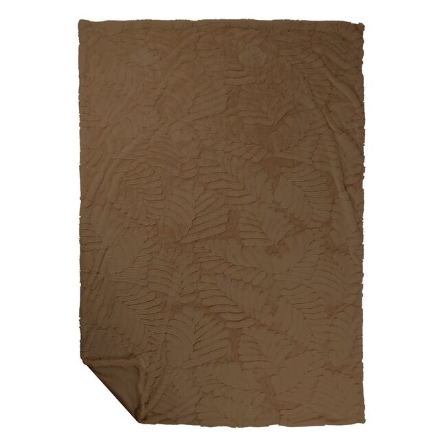 Linen & More Plaid Bladeren Taupe 140x200cm