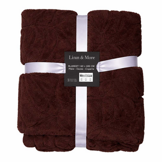 Linen & More Plaid Bladeren Bruin 140x200cm