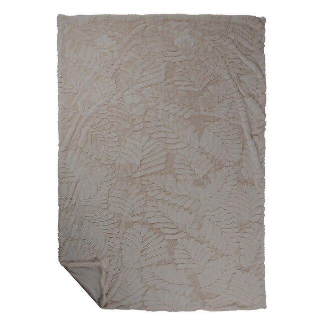 Linen & More Plaid Bladeren Grijs 140x200cm