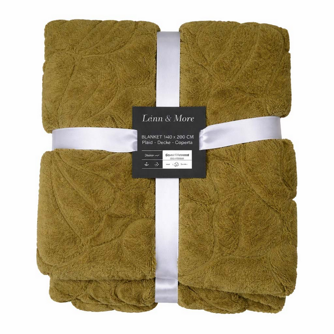 Linen & More Plaid Bladeren Groen 140x200cm