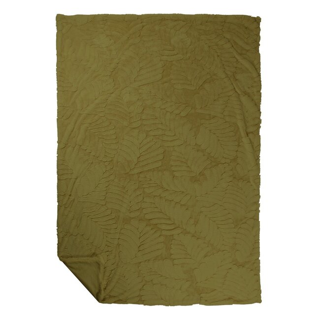 Linen & More Plaid Bladeren Groen 140x200cm