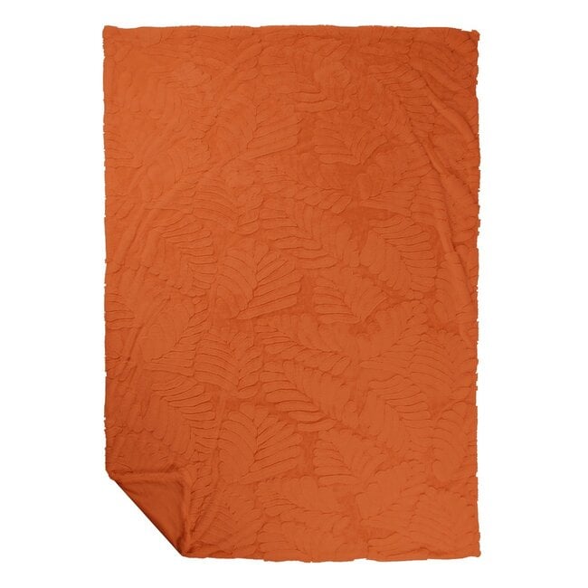 Linen & More Plaid Bladeren Oranje 140x200cm
