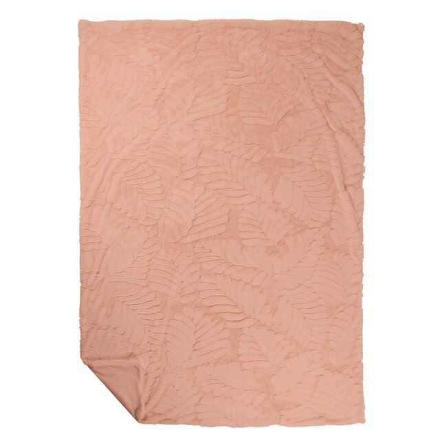 Linen & More Plaid Bladeren Roze 140x200cm