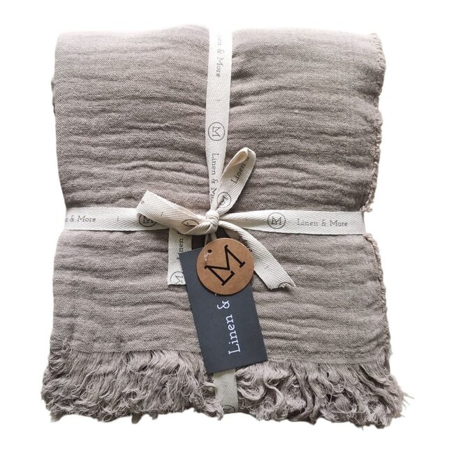 Linen & More Nova Plaid Mousseline taupe 140x200cm