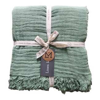 Linen & More Nova Plaid Mousseline olive 140x200cm