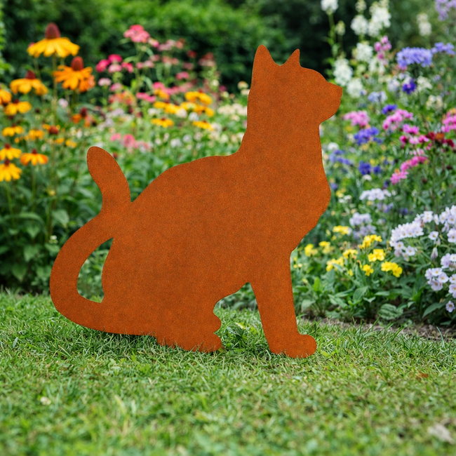 Siermetaal Tuindecoratie wanddecoratie  kat metaal 54cm