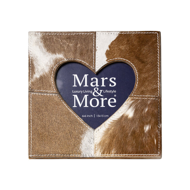 Mars & More *fotolijst koe hart bruin/wit 20x20cm*