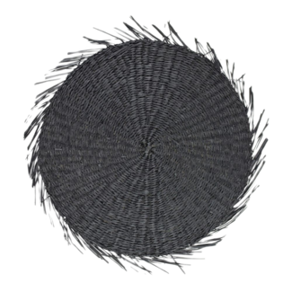 Mars & More zeegras placemat rond zwart franjes 38cm