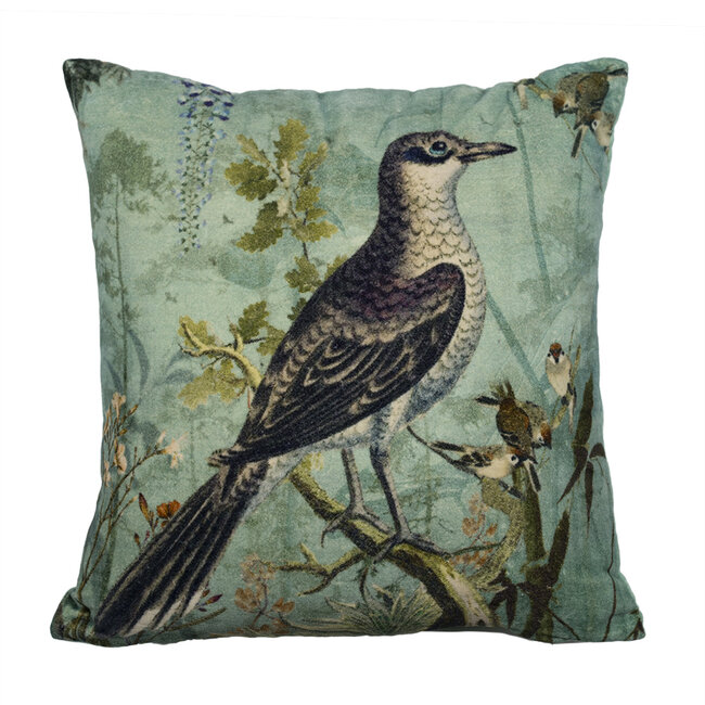 Mars & More kussen fluweel charming zanglijster 45x45cm