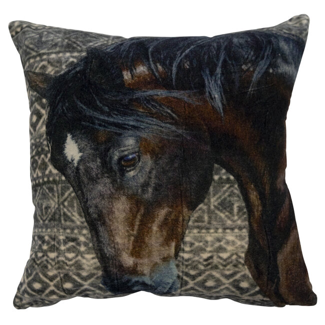 Mars & More kussen fluweel dessin met paard 45x45cm