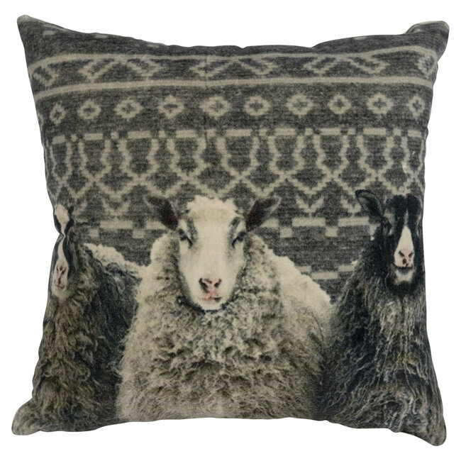 Mars & More kussen fluweel dessin met schaap 45x45cm