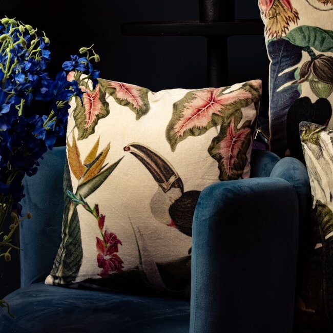 Mars & More kussen fluweel exotisch toekan 45x45cm