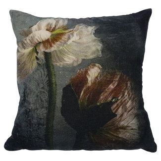 Mars & More kussen fluweel romantisch bloem met steel 45x45cm