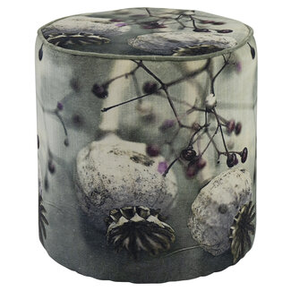 Mars & More poef fluweel natuur papaver 40x40x45cm*